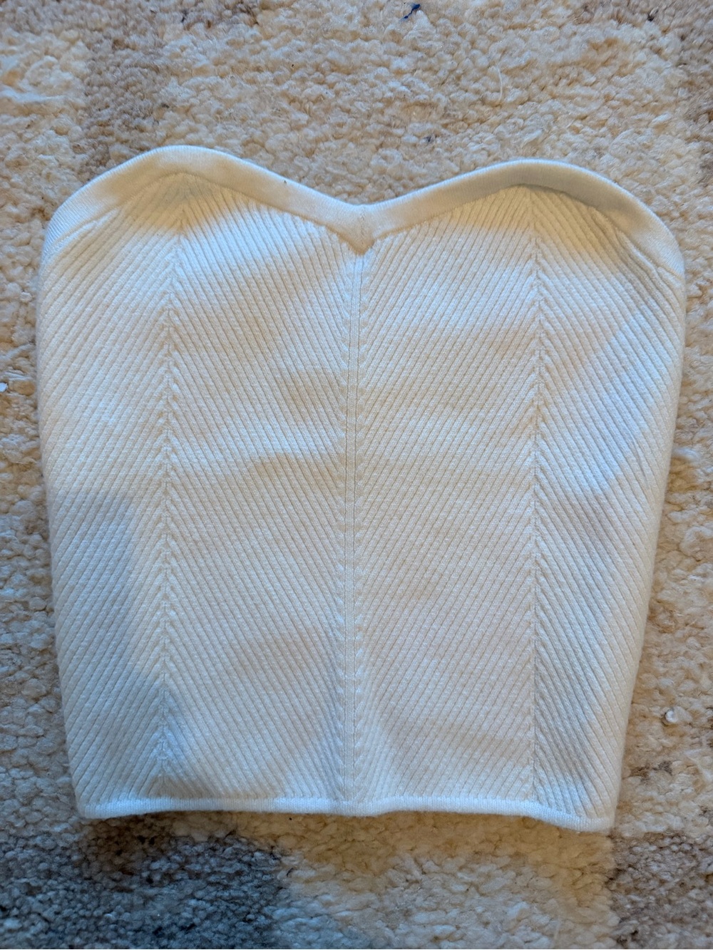 Aerie creamStrapless Ribbed Knit Bustier Top small